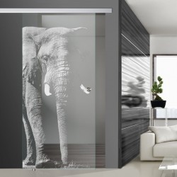 Glasschiebetür SLD 007 F 'Elefant' Schiebetüren mit Lasergravur