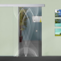 Glasschiebetür "Schleife" 6003-F mit ALU60 Schiebetüren mit Lasergravur