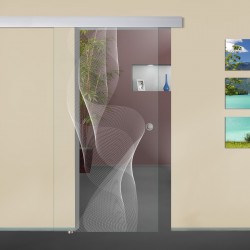 Glasschiebetür "Wirbel" 6006-F mit ALU60 Schiebetüren mit Lasergravur