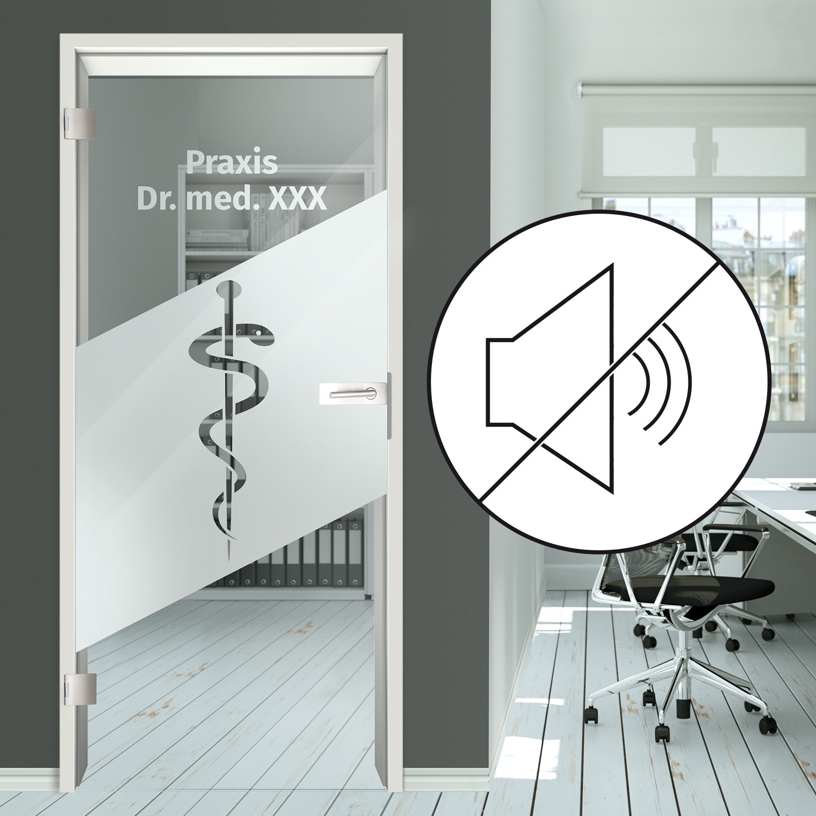 Komplettset Glastür Innentür Klarglas mit Design Zimmertüren Tür Ganzglastür