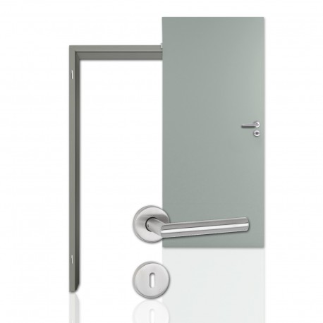 Innentür-Komplettset Silbergrau CPL Tür mit runder Zarge und Drücker CPL-Komplettsets