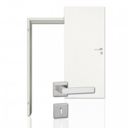 Innentür-Komplettset Esche Weiss CPL Tür mit runder Zarge und eckigem Drücker CPL-Komplettsets