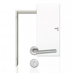 Innentür-Komplettset Weiss 9010 CPL Tür mit runder Zarge und Drücker