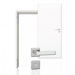 Innentür-Komplettset Weiss 9016 CPL Tür mit runder Zarge und eckigem Drücker
