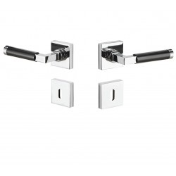 Quadratrosette Lubi Chrom poliert & schwarz - für Holztüren