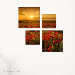 4teiliges Glasbild 1092-1 "Sunset" Glasbilder / Küchenrückwände