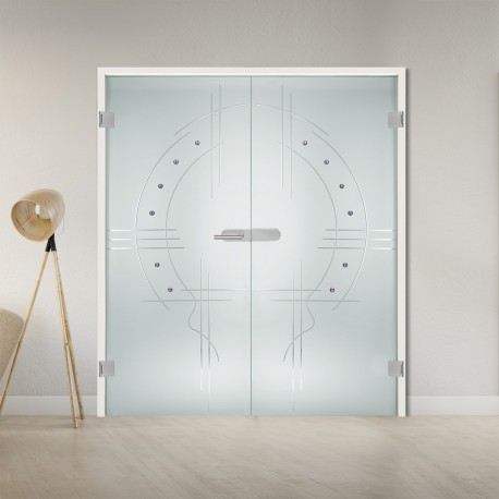 Glastür 2-flügelig GTR866-S-2flg Komplettpaket 2-flügelige Glastüren