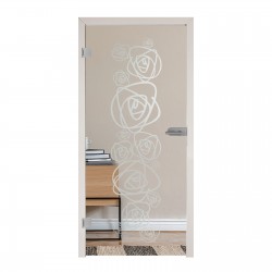 Ganzglastür "Kletterrose" mit Sandstrahlmotiv