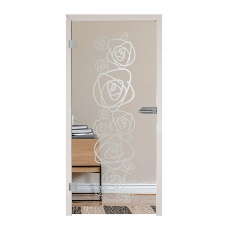 Ganzglastür "Kletterrose" mit Sandstrahlmotiv Sandgestrahlt