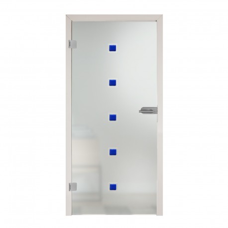 Satinatotür mit Schmelzglas GTF 01-S Schmuckstein-Applikationen