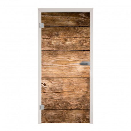 Glastür 9002 "Holz" Digitaldruck