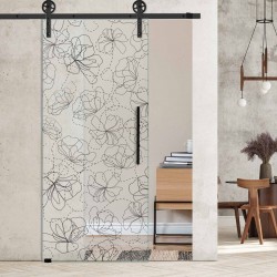 Glasschiebetür 1192- "Blumengewirr" mit Corvara Designschiebesystem