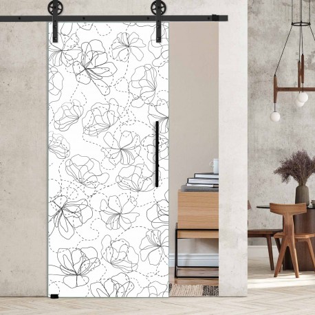 Glasschiebetür 1191- "Blumengewirr" mit Corvara Designschiebesystem