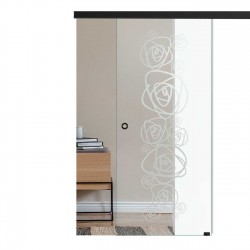 SlimLine45 Glasschiebetür DES-001-F Kletterrose mit Soft Close SlimLine45 - BlackLine