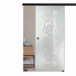 SlimLine45 Glasschiebetür DES-001-F2 Kletterrose mit Soft Close SlimLine45 - BlackLine