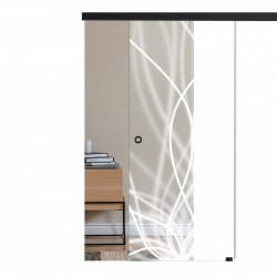 SlimLine45 Glasschiebetür Lasergravur 6013 mit Soft Close SlimLine45 - BlackLine