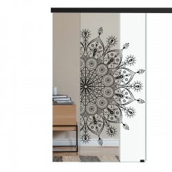 SlimLine45 Glasschiebetür Digitaldruck 6014 Magisches Mandala mit Soft Close SlimLine45 - BlackLine
