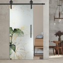 Glasschiebetür 1218 - "MonsteraGold" mit Corvara Designschiebesystem