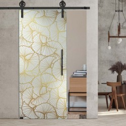 Glasschiebetür 1219 - "Fächerblätter" mit Corvara Designschiebesystem