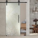 Glasschiebetür 1221 - "Palmenblätter" mit Corvara Designschiebesystem