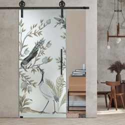 Glasschiebetür 1223 - "Chinoiserie" mit Corvara Designschiebesystem