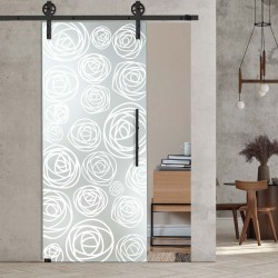 Glasschiebetür 1224 - "RosenWeiß" mit Corvara Designschiebesystem